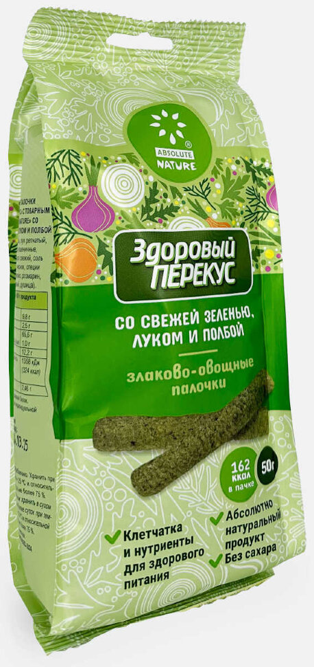 Злаково-овощные палочки Здоровый перекус со свежей зеленью, луком, полбой 50 г