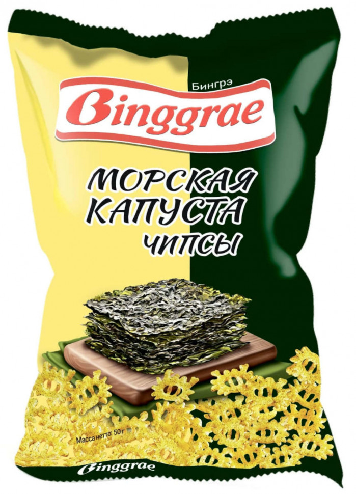 Чипсы хрустящие Бингрэ со вкусом МОРСКАЯ КАПУСТА 50гр