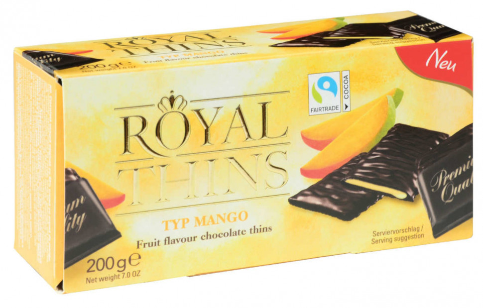 Шоколад Halloren Royal Thins с начинкой манго 200г х 16шт