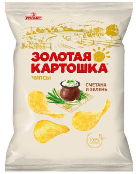 Чипсы Золотая картошка со вкусом сметаны и зелени 85 г