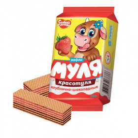 Вафли Муля Красотуля клубника-шоколад  180гр  
