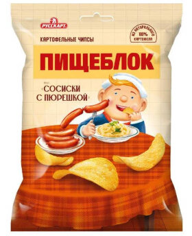 Чипсы Пищеблок со вкусом сосиски с пюрешкой 65 г