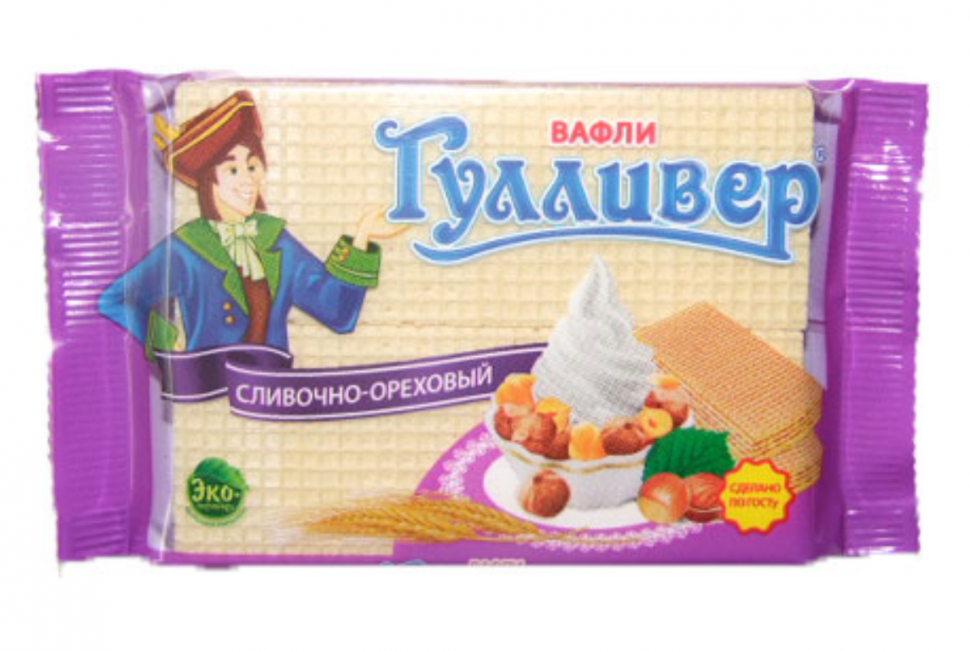 Вафли Брянконфи Гулливер сливочно-ореховые 42гр