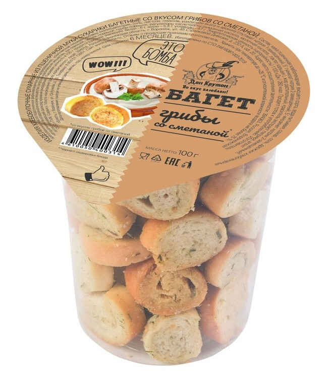 Сухари багетные ДОН КРУТОН со вкусом грибов со сметаной 100 г