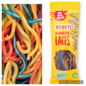 Жевательный мармелад  BEBETO RAINBOW LACES  (шоубокс)  200гр 