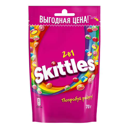 Жевательная конфета Скиттлс в глазури 2 в 1  70 гр