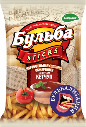 Соломка из цельного картофеля БУЛЬБА STICKS со вкусом кетчупа 35г