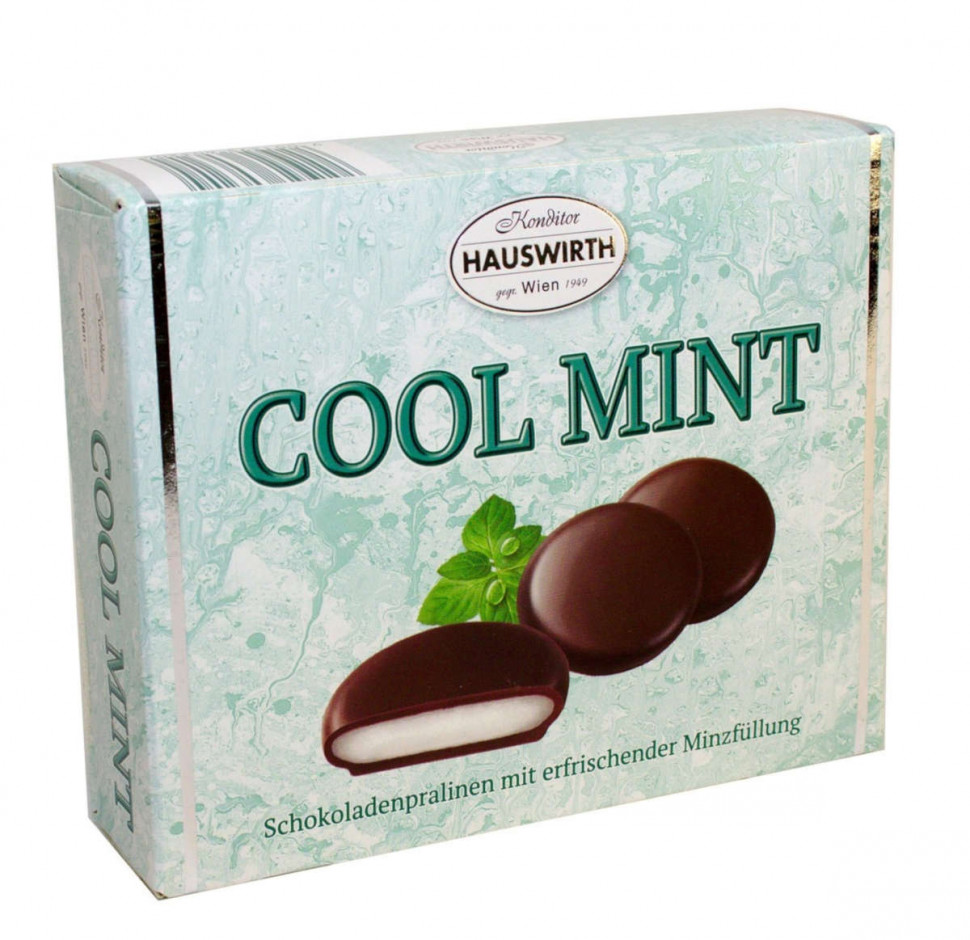 Конфеты HAUSWIRTH Cool Mint с мятной начинкой в темном шоколаде 135г