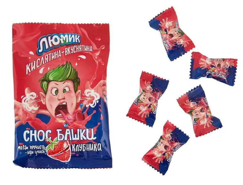 Карамель леденцовая Снос Башки со вкусом клубника 16 г 