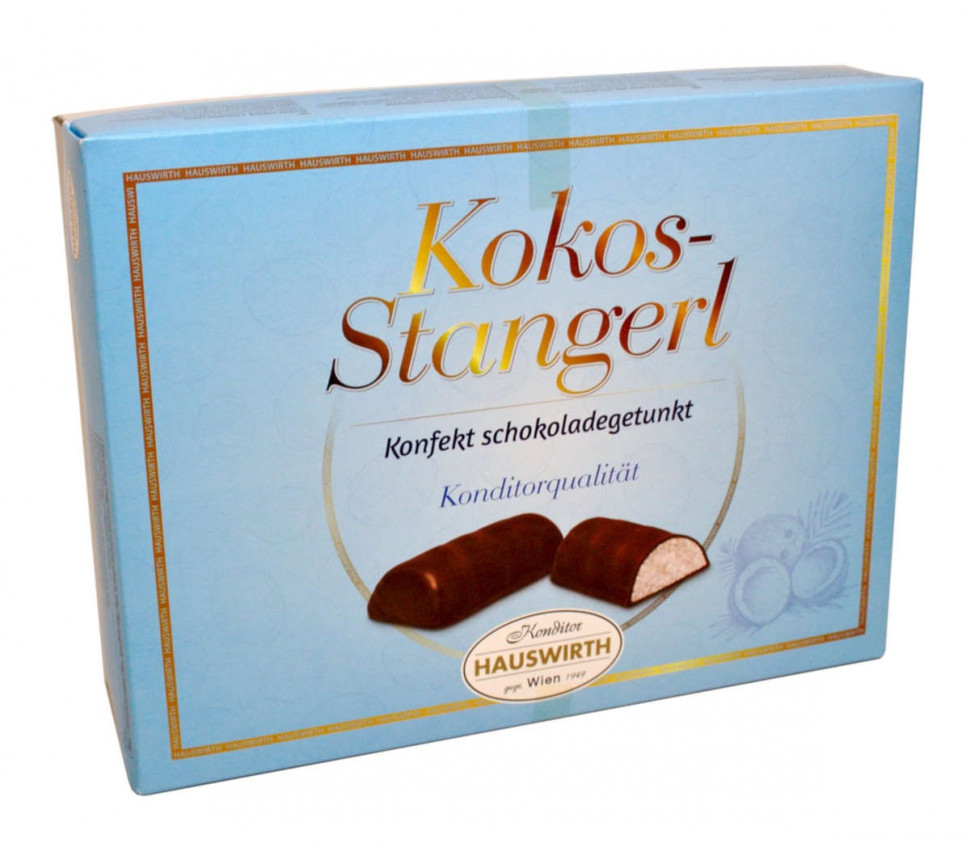Конфеты HAUSWIRTH Kokos Stangerl темный шоколад с кокосовой начинкой 180г