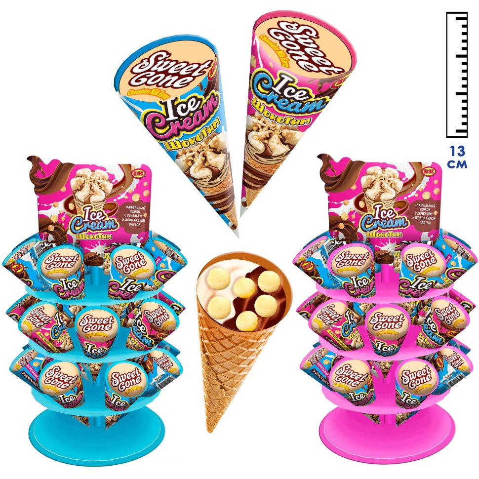 Вафельный рожок Шокотим Ice Cream с печеньем и шоколадной пастой 16 г