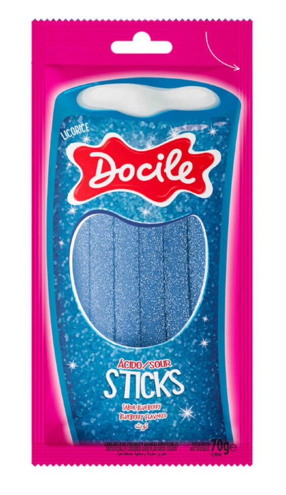 Жев.марм. DOCILE SOUR BLUEBERRY PENCILS (КАРАН.со вк.черн.) 70гр 6х12шт арт.80365
