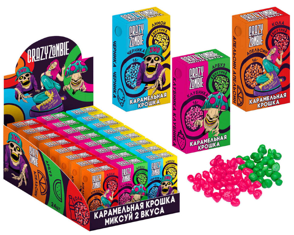 Карамельная крошка Crazy Zombie ассорти 16 г