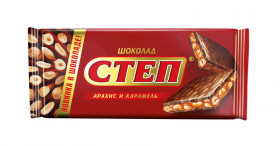 Шоколадная плитка  Степ молочный с начинкой арахис и карамель 100 гр.