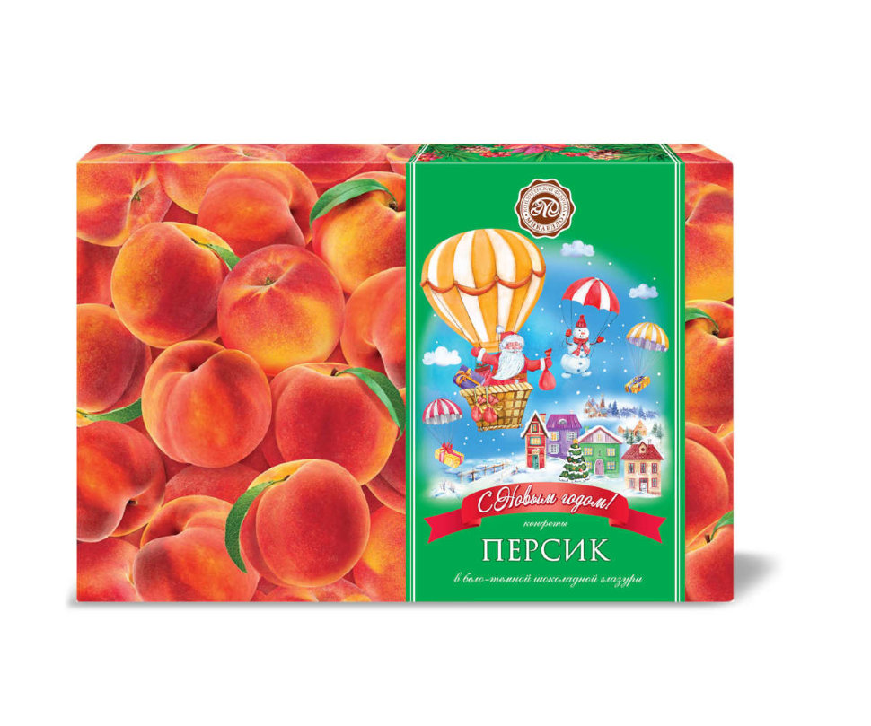 Коробка Персик в бело-темной шоколадной глазури 220гр