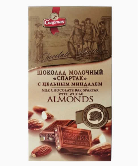 Шоколад Спартак Молочный с цельным миндалем 90 г