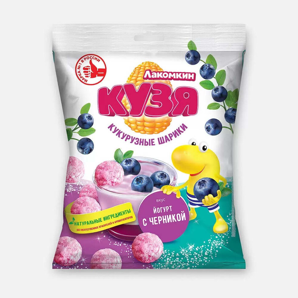 Кукурузные палочки Кузя Лакомкин Черничное мороженое 100 г 