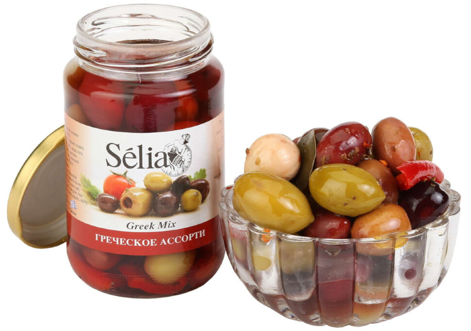 Оливки Selia Греческое ассорти 370 г