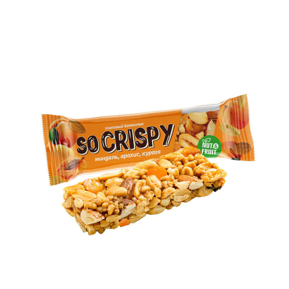 Батончик So Crispy арахис, миндаль, курага 35 г