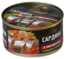 Сардина атлантическая в томатном соусе с овощным гарниром 185 г