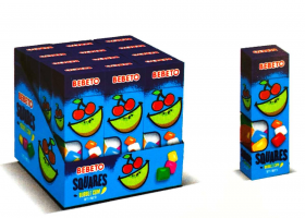 Жевательная резинка BEBETO SQUARES тутти-фрутти  шоубокс 31,2гр х 12шт