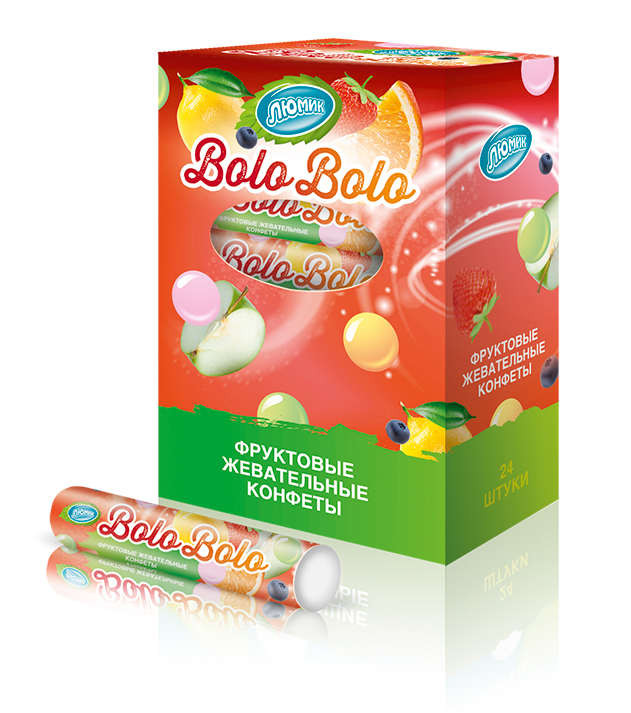 Жевательная конфета Люмик "BOLO BOLO" клубн.,черн.,ябл.,апельс.,лимон 18гр.