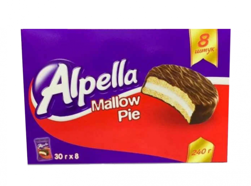 Печенье-сэндвич Alpella в шоколадной глазури с маршмеллоу 240гр (30гх8)  