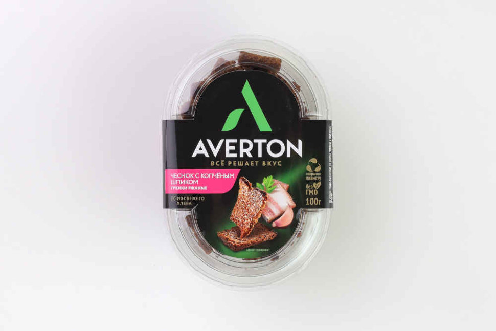 Гренки ржаные Averton Чеснок с копченым шпиком 100 г
