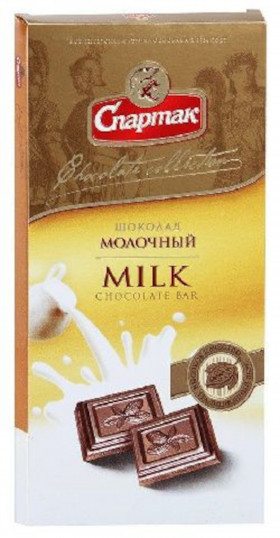 Шоколад Спартак молочный пенал 85г х 22шт 
