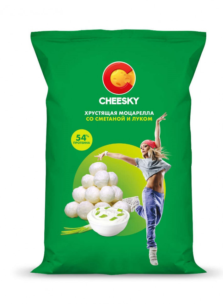 Сыр хрустящая моцарелла "Чизки" со вкусом лука со сметаной  20 гр  
