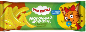 Шоколадный батончик ТРИ КОТА с начинкой со вкусом банана в молочном шоколаде 18 г