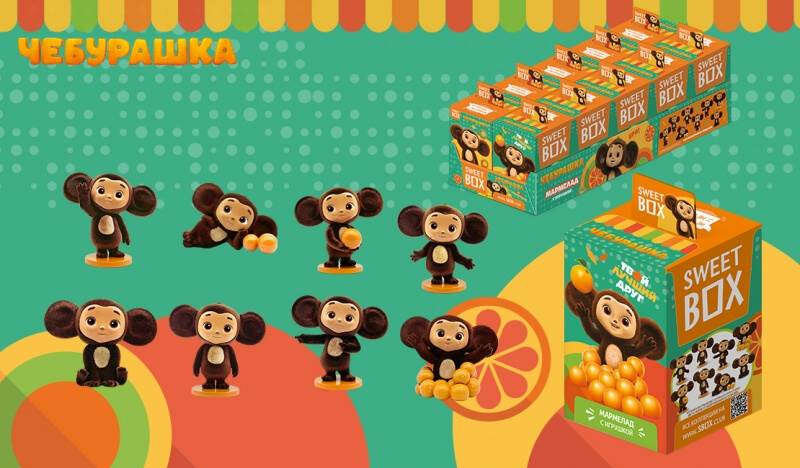 Мармелад с игрушкой в коробке СВИТБОКС ЧЕБУРАШКА с 3D игрушкой 10 г