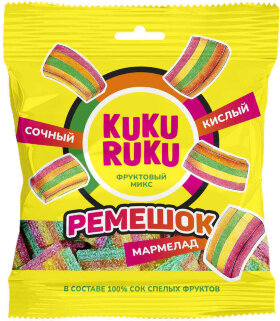 Мармелад РЕМЕШОК KUKU RUKU кусочки фруктовый микс кислый 70 г 
