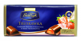 Шоколад молочный Truskawka Baltyk со вкусом клубники 148 гр