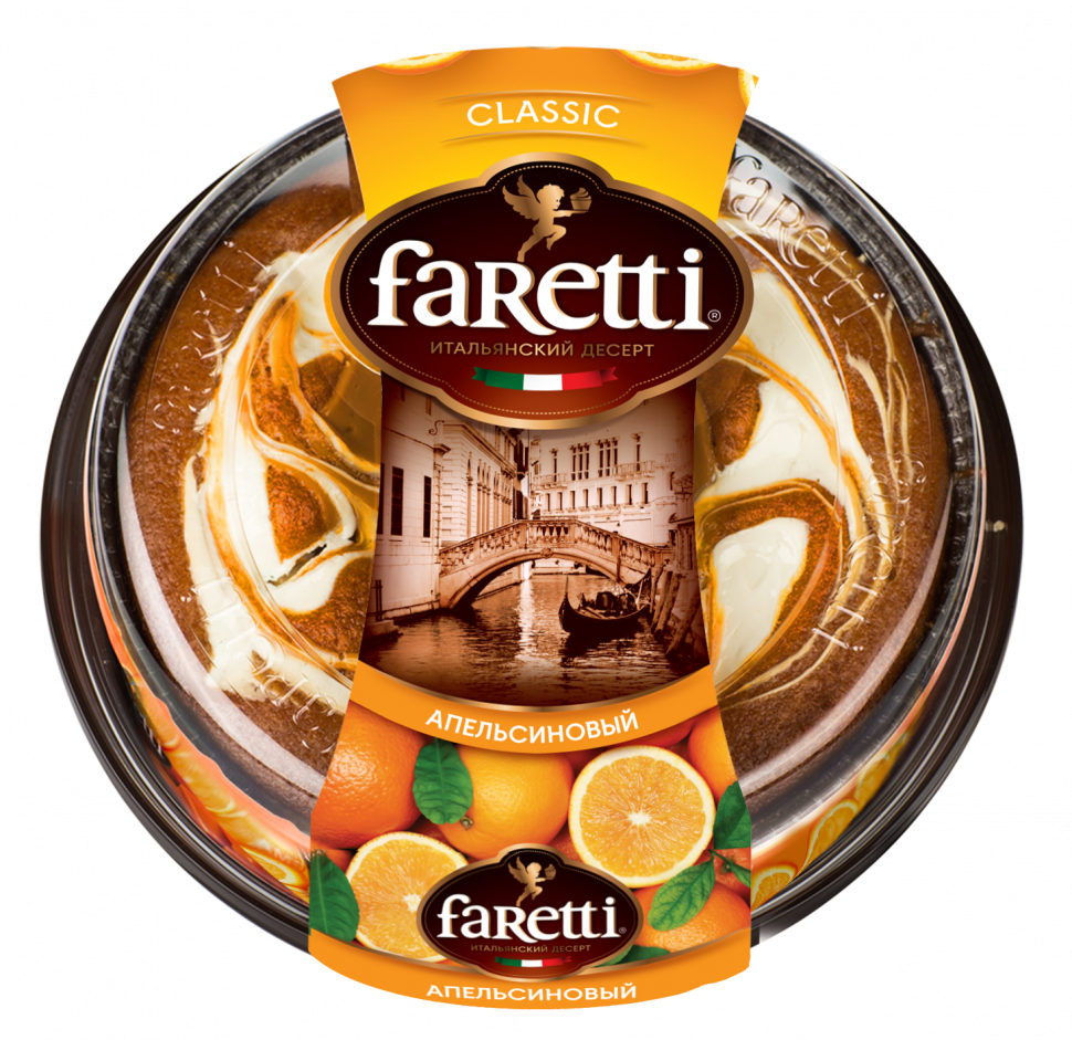 Торт  бисквитный Faretti апельсиновый 400 гр