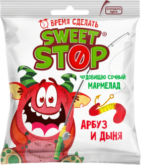 Мармелад Sweet Stop мармеладные червячки со вкусом арбуза и дыни 70 гр 
