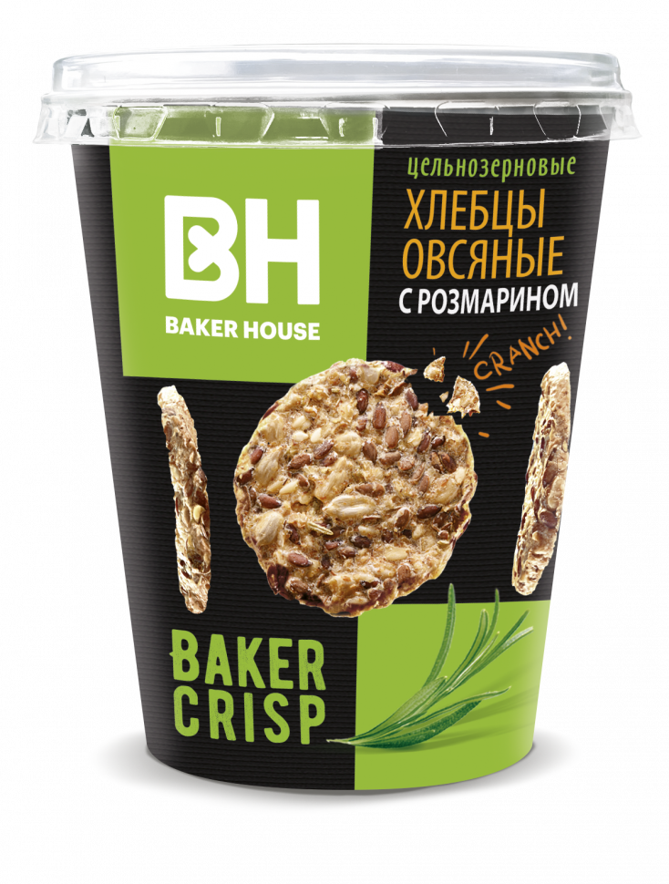 Хлебцы Baker House цельнозерновые овсяные с розмарином  90 гр