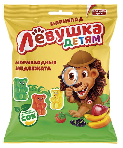 Мармелад жевательный Лёвушка детям медвежата 35гр х 44шт