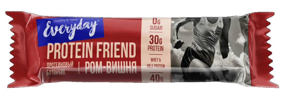 Батончик  глазированный EVERYDAY PROTEIN FRIEND с вишней и ароматом рома 40гр х 12шт