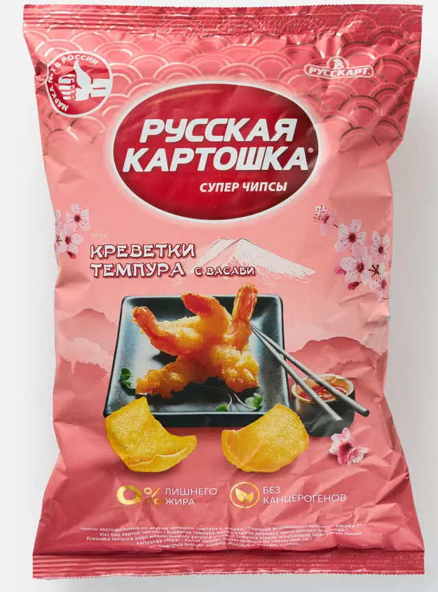 Чипсы Русская Картошка со вкусом Креветки темпура с васаби 105 г 