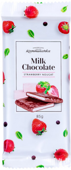 Шоколад молочный с клубничной нугой Milk Chocolate strawberry nougat 85гр 