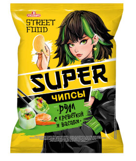 Чипсы SUPER чипсы со вкусом Ролл с креветкой и васаби 70 г 