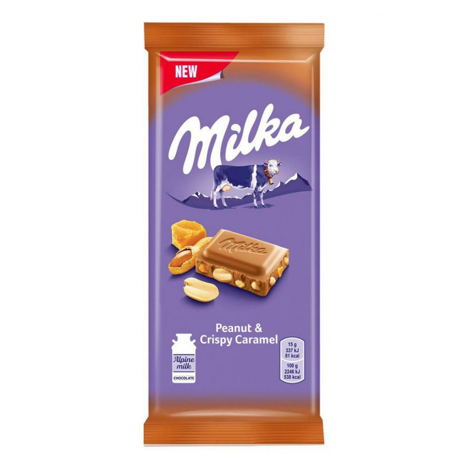 Шоколад Милка молочный карамель и арахис 90гр 