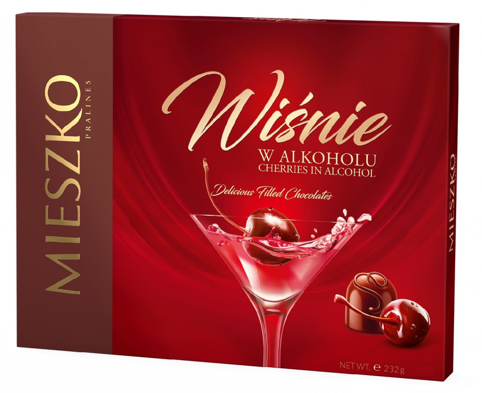 Конфеты Mieszko Cherries in alcohol pralines вишня в алкоголе 232гр