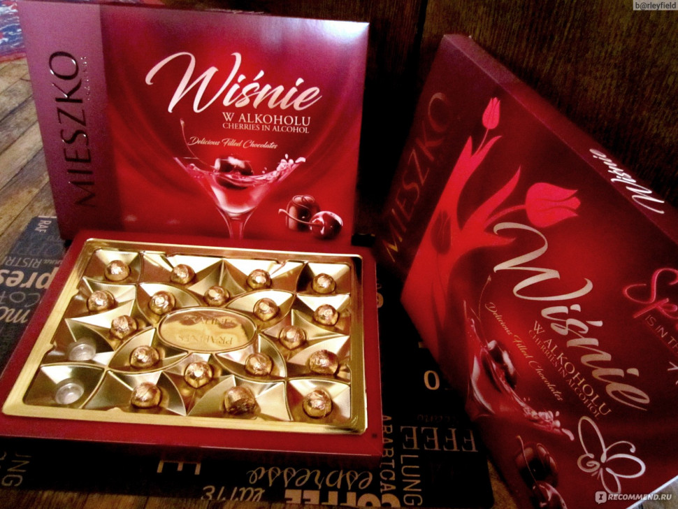 Конфеты Mieszko Cherries in alcohol pralines вишня в алкоголе 232гр