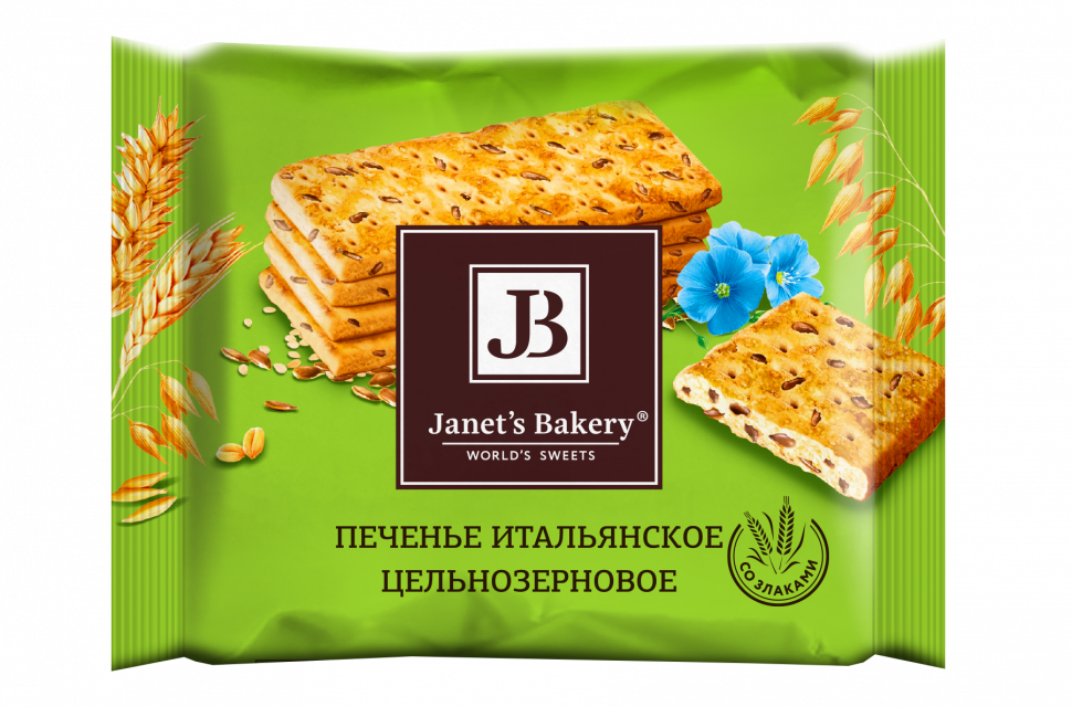 Печенье затяжное Janets Bakery итальянское цельнозерновое 83гр х 11шт