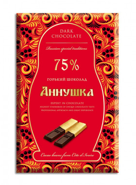 Шоколад Аннушка порционный горький 75 % какао 100гр
