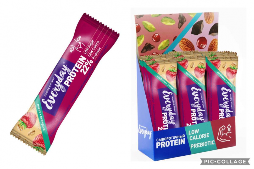 Протеиновый батончик  EVERYDAY 22% protein  клубника со злаками 40гр