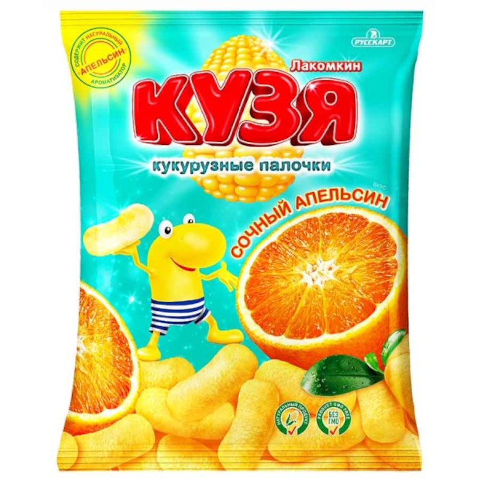 Кукурузные палочки Кузя Лакомкин апельсин 100г 