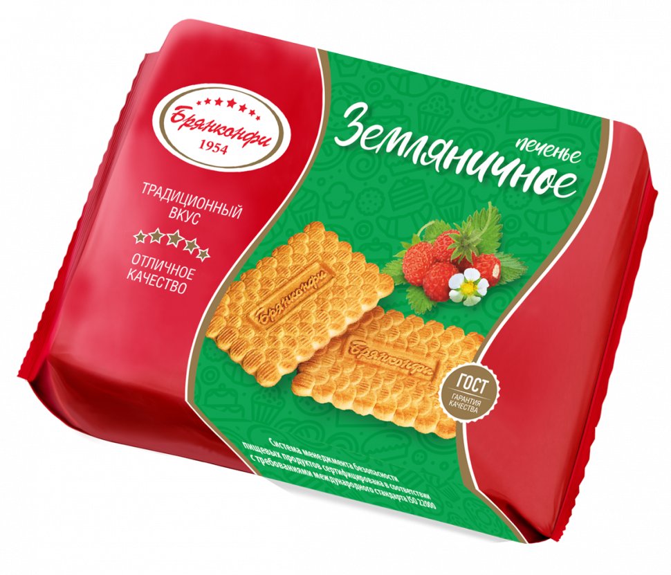 Печенье сахарное Брянконфи Земляничное 24гр  